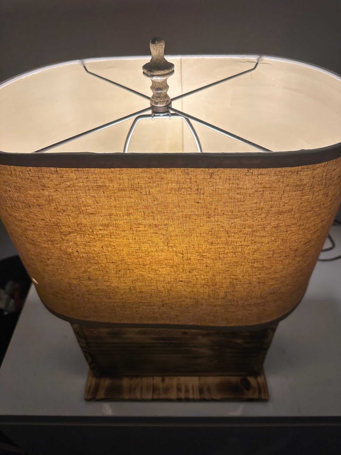 Pine & Steel Concealment Lamp – Rustic Wood Lamp with Hidden Storage
